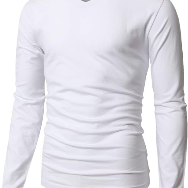 H2H Mens Casual Slim Fit Long Sleeve T-Shirts Soft Lightweight V-Neck/Crew-Neck Size XS to 3XL