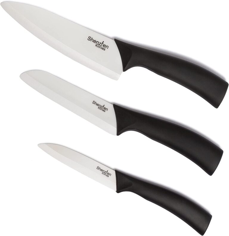 Shenzhen Knives White Ceramic Knife Set - 3-Piece Kitchen Knives Bundle: 6" Chef's, 5" Slicing, and 4" Paring Knife. Lightweight Kitchen Cutlery for Precision Slicing and Cooking