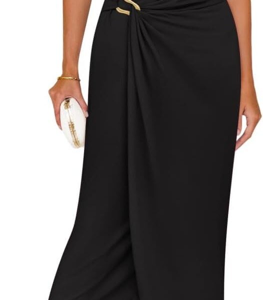 ZESICA Women's 2026 Summer Mock Neck Casual Bodycon Dress Cap Sleeve Elegant Cocktail Party Long Midi Dresses