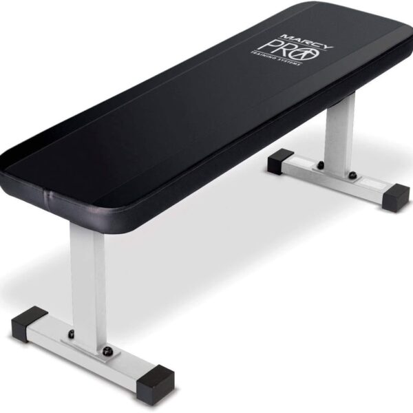 Marcy Flat Utility Flat Strength Training Home Gym Lifting Weight Bench, White