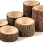 Wooden Tea Light Candle Holders Set of 6, Personalized Natural Wooden Votive Tealight Holder for Rustic Centerpieces for Table, Great for Home, Wedding Various Festivals Decoration