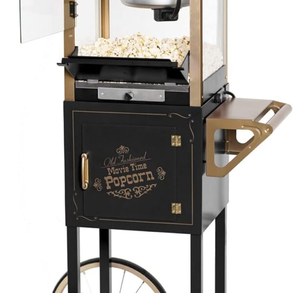 Nostalgia Popcorn Maker Machine - Professional Cart With 8 Oz Kettle Makes Up to 32 Cups - Vintage Popcorn Machine Movie Theater Style - Black