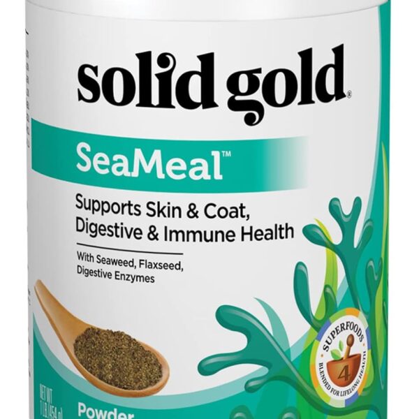 Solid Gold Cat & Dog Multivitamin Powder - Kelp Powder, Omega 3 & Vitamins for Dental, Digestive, Immune, Skin & Coat Health - Multi Vitamin for Dogs & Cats - Cat & Dog Food Additive Supplement - 1lb