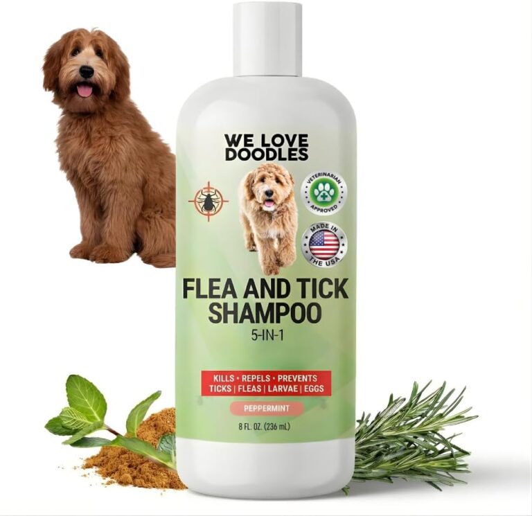 We Love Doodles Flea Shampoo for Dogs - Stops Fleas & Ticks for Dogs, Natural, Safe & Effective Lice Treatment, Soothing Shampoo for Sensitive Skin, Made in USA (8 fl oz)