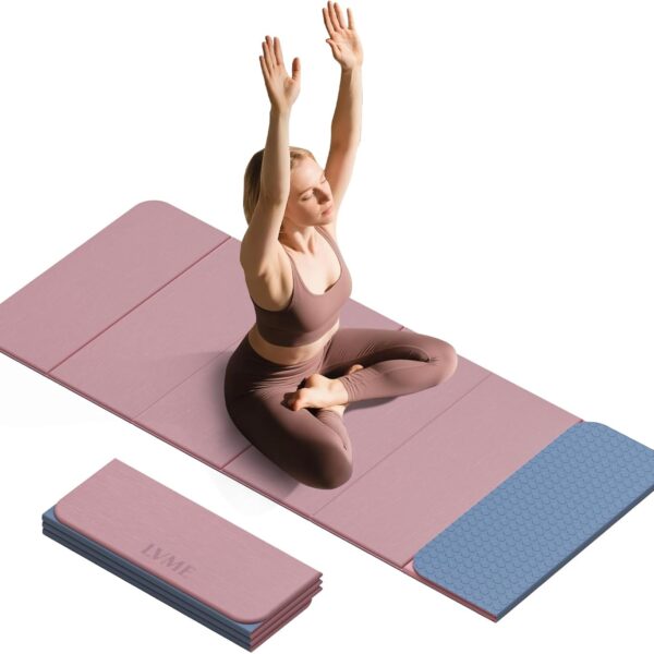 Foldable Yoga Mat, 0.32 inches Thick(8mm), SGS Certified, Non Slip, 71 x 24 inches, Foldable for Travel, Pilates, Camping, Environmental Sports Mat, Odorless TPE Material