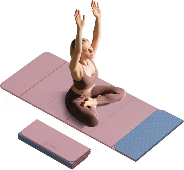 Foldable Yoga Mat, 0.32 inches Thick(8mm), SGS Certified, Non Slip, 71 x 24 inches, Foldable for Travel, Pilates, Camping, Environmental Sports Mat, Odorless TPE Material