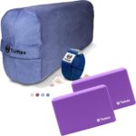 Tumaz Yoga Bolster and Block Bundle: Restorative Pillow with Strap & Non-Slip Cork/EVA Blocks Set, Machine Washable, Includes E-Book