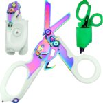 LEEPENK 6 in 1 Multi-function Trauma Shears with Strap Cutter and Glass Breaker, with Luminous Holster For Outdoor Camping Emergency Tool(Luminous colorful)