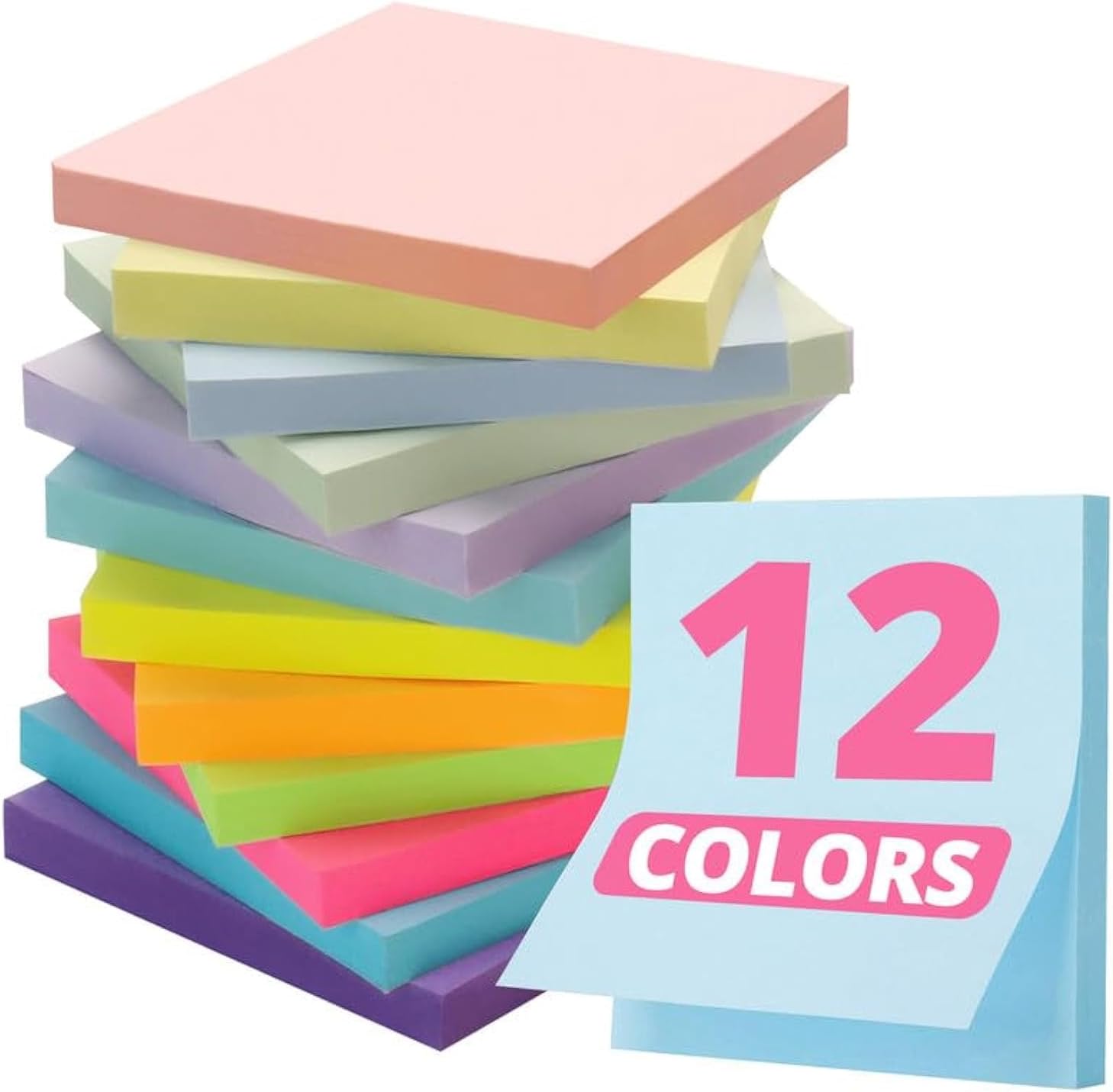 Sticky Notes, 12 Pads, 3x3 inches, Soft Pastel Self-Stick Note Pads, Perfect for Office, Study, and Daily Life Organization - Soft Pastel Sticky Notes, 12 Pads, 3x3 inches, Soft Pastel Self-Stick Note Pads, Perfect for Office, Study, and Daily Life Organization - Soft Pastel