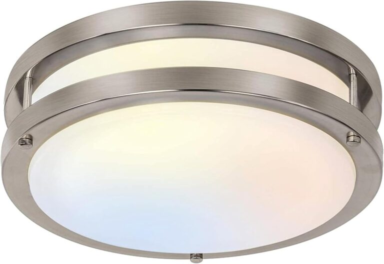 hykolity 10 inch Flush Mount LED Ceiling Light Fixture, 17W 1100lm, 2700K/3000K/3500K/4000K/5000K Adjustable Ceiling Lights, Brushed Nickel Saturn Dimmable Lighting for Hallway Bathroom or Kitchen