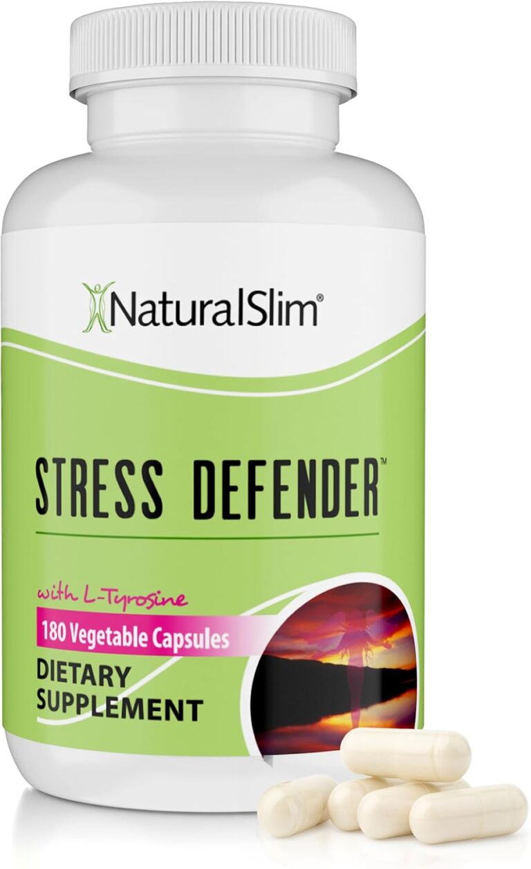 NaturalSlim Stress Relief Supplement - Stress Defender, High Cortisol Reducer, Control Cravings, Sleep & Metabolism Support with Vitamin B5 Pantothenic Acid & L Tyrosine - 180 Vegetable Capsules