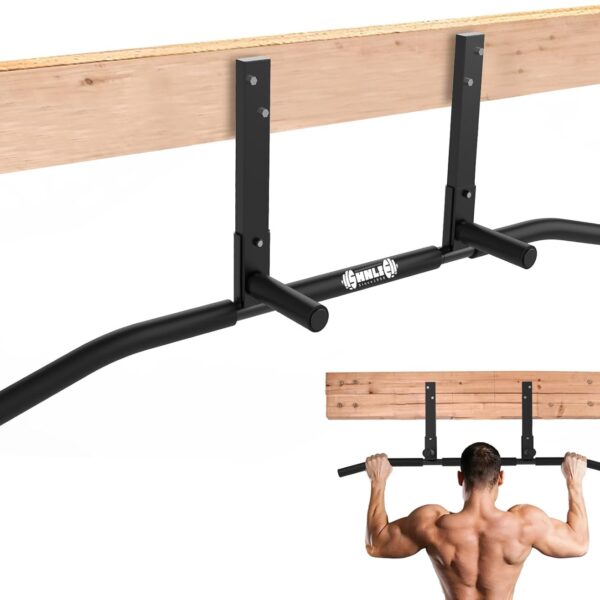 Joist Mounted Pull Up Bar, Ceiling Mount Chin Up Bar for Home Gym, Beam, Rafter, Easy installation, 42" Wide Bar