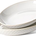 LE TAUCI Ceramic Serving Bowls Set of 2, Large Oval Serving Dishes for Entertaining, 11.8 & 13.7 Inch Salad Bowl for Kitchen Counter, Fruit Bowl, Pasta Bowls, Microwave and Dishwasher Safe - White
