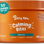 Zesty Paws Calming Chews for Dogs - for Everyday Stress, Relaxation, Composure, and Separation Peanut Butter 50 Count