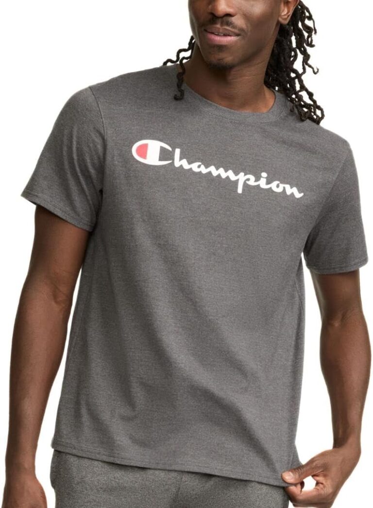 Champion Mens T-Shirt, Cotton Midweight Men's Crewneck Tee, T-Shirt for Men, Script (Reg. Or Big & Tall) T-Shirt