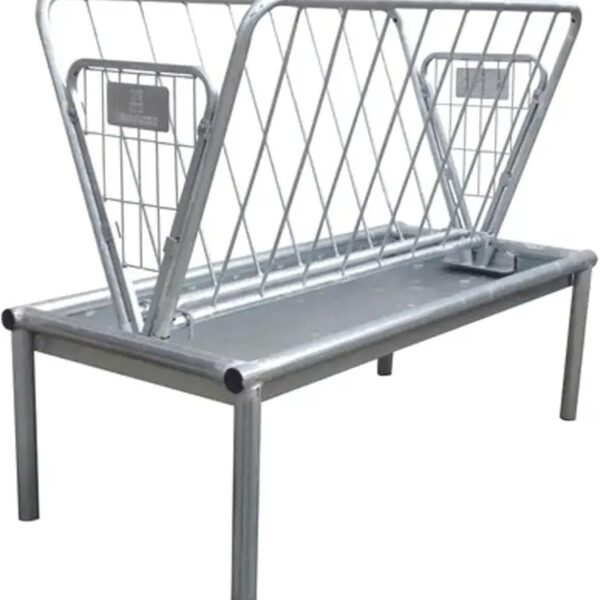 Rugged Ranch Products 4 Foot Long Outdoor Heavy Duty Mini Galvanized Steel Pasture Hay Feeder for Goats, Sheep, and Miniature Horses, Silver