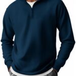 COOFANDY Men's Quarter Zip Mock Neck Pullover Sweater