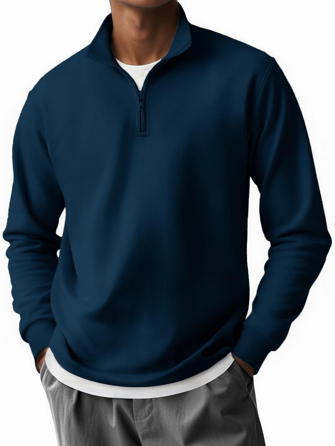 COOFANDY Men's Quarter Zip Mock Neck Pullover Sweater COOFANDY Men's Quarter Zip Mock Neck Pullover Sweater