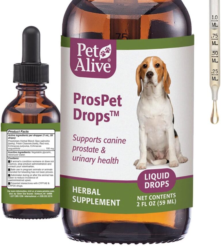 PetAlive ProsPet Drops for Pet Prostate and Bladder Health - Herbal Supplement for Dog Urinary Tract, Bladder and Immune Support - Constipation Relief - 59 ml