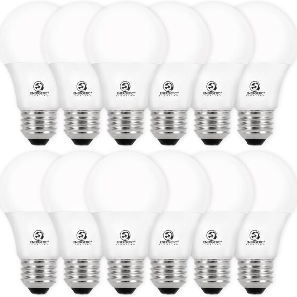 E ENERGETIC LIGHTING Dimmable LED Light Bulbs, 60W Equivalent, Soft White 2700K, 8W 800 Lumens LED Bulbs, E26 Base Standard Light Bulbs, ETL Listed, 12 Packs