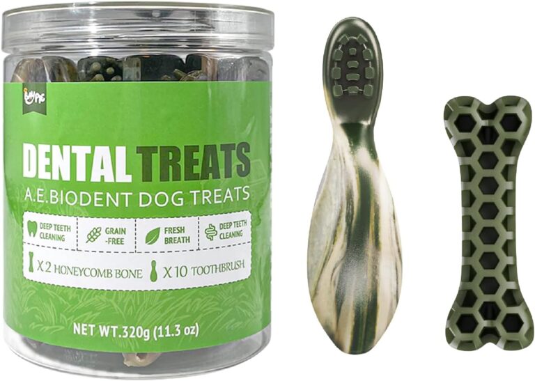 Dog Dental Treats with A.E.Biodent Technology | Natural, Vet-Approved | 2 Honeycomb Bones + 10 Toothbrush Chews | for 25-50 lbs Dogs