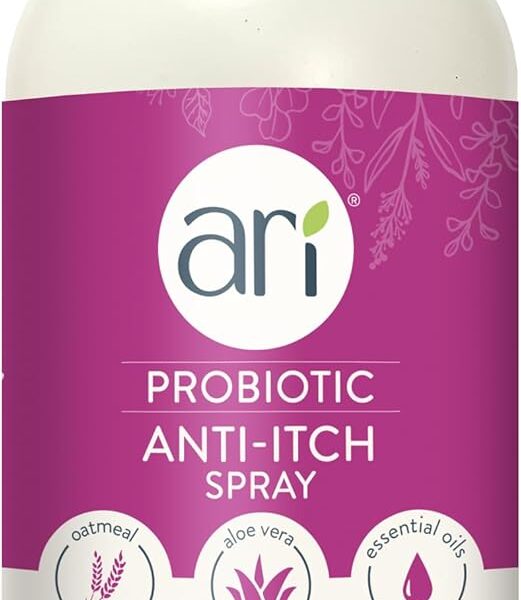 Ari Probiotic Anti-Itch Spray for Dogs (8 oz)  Soothing Relief with Aloe & Tea Tree  pH-Balanced, Natural Defense, Sulfate-Free, Gentle for All Dogs