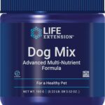 Life Extension Dog Mix, Dog Vitamins and Supplements, probiotics, L-carnitine, B12, folic Acid, Vitamin C, Vitamin E, Rosemary, Nutrient Absorption, Gluten-Free, Non-GMO, 60 Servings