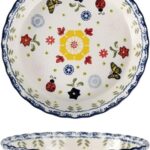 Ceramic Pie Pan Pie Dish for Oven 10 Inch Pie Plate Round Bakeware (Butterfly)