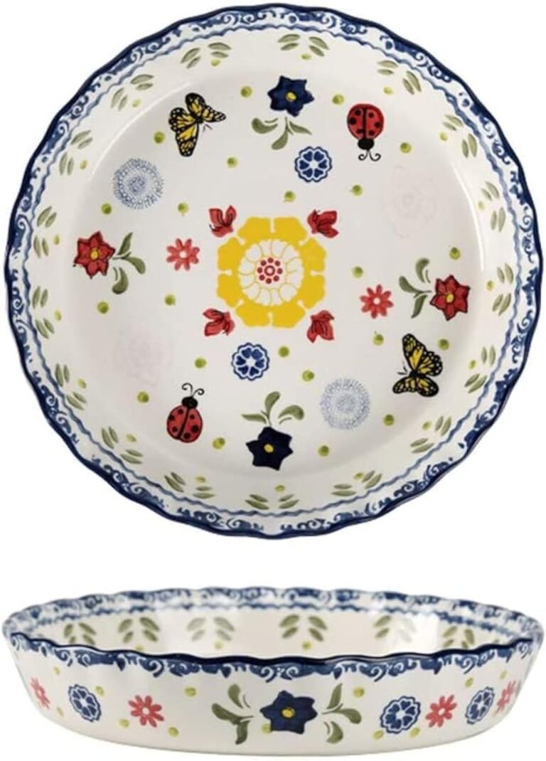 Ceramic Pie Pan Pie Dish for Oven 10 Inch Pie Plate Round Bakeware (Butterfly)