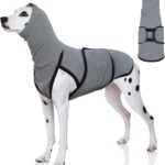 DENTRUN Calming Vest for Dogs - Anxiety Relief Shirt with Ear Wraps, Soft Hoodie, Noise Cancelling Ear Muffs for Fireworks, Comfort Winter Warm Sweater Turtleneck Cold Weather Cozy Coat for Large Dogs