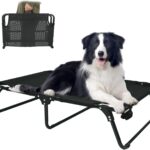 Outdoor Elevated Dog Bed Cooling Raised Dog Cots Black Pet Beds with Breathable Mesh Folding Large Pet Hammock Bed Multiple Sizes for Small Meduim Large Dogs