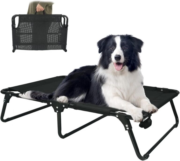 Outdoor Elevated Dog Bed Cooling Raised Dog Cots Black Pet Beds with Breathable Mesh Folding Large Pet Hammock Bed Multiple Sizes for Small Meduim Large Dogs