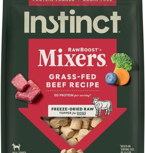 Instinct RawBoost Mixers, Freeze Dried Dog Food Topper, Grain-Free Recipe - All Natural Beef, 6 oz. Bag