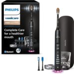 Philips Sonicare DiamondClean Smart 9500 Electric Toothbrush, Sonic Toothbrush with App, Pressure Sensor, Brush Head Detection, 5 Brushing Modes and 3 Intensity Levels, Black, Model HX9923/11