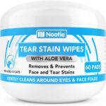 Nootie Tear Stain Wipes for Dogs & Cats, Gently Remove and Prevent Tear Stains with Aloe Vera, 60 Count