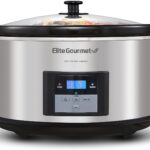 Elite Gourmet MST-900D 8.5Qt Digital Programmable XL Jumbo Slow Cooker, Adjustable Temp, Entrees, Sauces, Stews & Dips, Dishwasher Safe Glass Lid & Crock, Stainless Steel