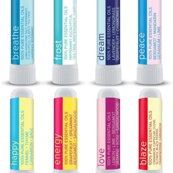 MOX Nasal Inhaler Bundle, 8 Essential Oil Blends, Aromatherapy Sticks, Warming & Cooling Fragrances, Undiluted Oil, Natural Ingredients, Made in USA