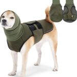 Dog Calming Hoodie Vest, Breathable Anxiety Jacket with Head Cover for Anxiety Relief and Ear Protection, Adjustable Harness with Soft Hoodie for Dogs (Green, Large)