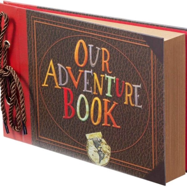 Scrapbook Photo Album,Our Adventure Book, Embossed Words Hard Cover Movie Up Travel Scrapbook for Anniversary, Wedding, Travelling, Baby Shower, etc (Adventure Book)