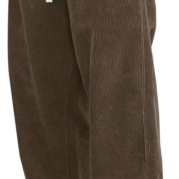 Mens Corduroy Casual Pants Fashion Loose Fit Wide Leg Pants Straight Sweatpants Elastic Waist Drawstring