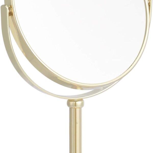 Amazon Basics Tabletop Magnifying Vanity Round Mirror with Clear Reflection, 1X/5X Magnification, Iron Frame, 7.2" x 4.92", Gold