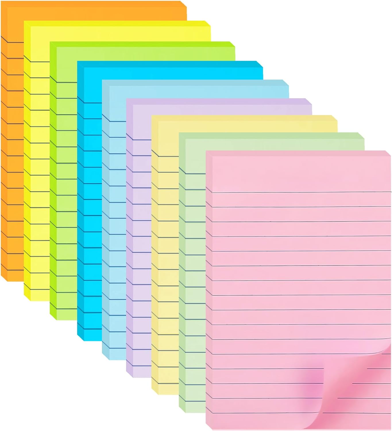 9 Pack Lined Sticky Notes 4X6 in Post, 9 Pastel Colors Large Ruled Post Sticky Colorful Super Sticking Power Memo Pads Strong Adhesive, Sticky Notes with Lines Office, Home, 35 Sheets/pad 9 Pack Lined Sticky Notes 4X6 in Post, 9 Pastel Colors Large Ruled Post Sticky Colorful Super Sticking Power Memo Pads Strong Adhesive, Sticky Notes with Lines Office, Home, 35 Sheets/pad