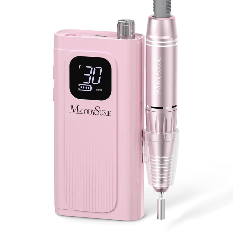 MelodySusie Entry-Level Clip-On Rechargeable Essential Nail Drill, SC300F 30000RPM E-File with LCD Display for All Manicure Shaping & Gel Removal, Ideal for Training,Nail Art Practice & Home Use, Pink