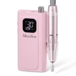 MelodySusie Entry-Level Clip-On Rechargeable Essential Nail Drill, SC300F 30000RPM E-File with LCD Display for All Manicure Shaping & Gel Removal, Ideal for Training,Nail Art Practice & Home Use, Pink