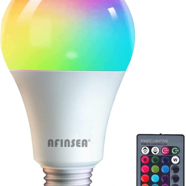 RGB Color Changing Light Bulbs,9W RGB LED Light Bulbs,40W Equivalent A19 E27/E26 Warm White 6500K,16 Color Multicolor Light Bulb Dimmable Light for Home Party Bedroom Outdoor(1Pack)