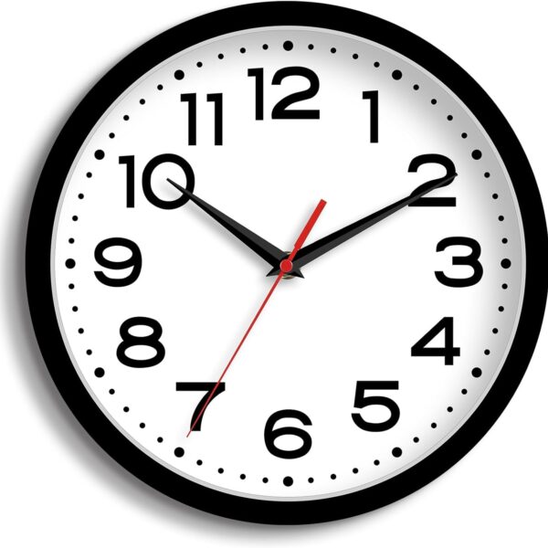 Wall Clock 12 Inch Silent Non-Ticking Modern Clock Battery Operated Classic Simple Minimalist Analog Decorative for Kitchen, Living Room,Office, Bedroom, Bathroom (Black)