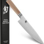 Shun Classic Blonde 8" Chef's Knife, Handcrafted Japanese Kitchen Knife for Professional and Home Chefs, VG-MAX Core with Damascus Stainless Steel Cladding, Pakkawood Handle