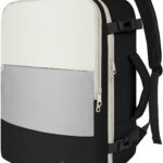 Taygeer Travel Backpack for Women, Business Backpack with Water Bottle Pocket, Airline Approved Carry on Backpack with Shoe Compartment, Laptop Bag for Women Men Weekend Gym Business, Beige Gray Black