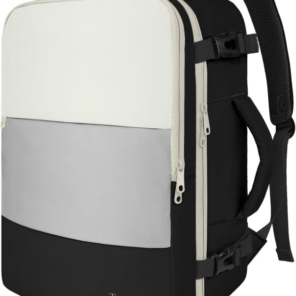 Taygeer Travel Backpack for Women, Business Backpack with Water Bottle Pocket, Airline Approved Carry on Backpack with Shoe Compartment, Laptop Bag for Women Men Weekend Gym Business, Beige Gray Black