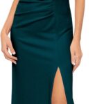 Xscape Womens Long Stretch Scuba Crepe Ruffle Collar Ruched DressSpecial Occasion Dress